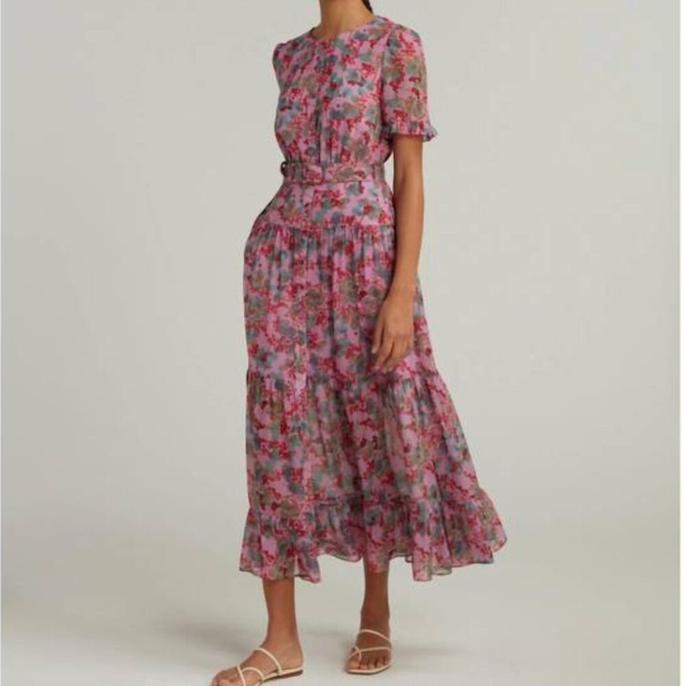 SALONI Cocktail/ Spring Floral Sophie Dress in mulberry blush, size US 0
